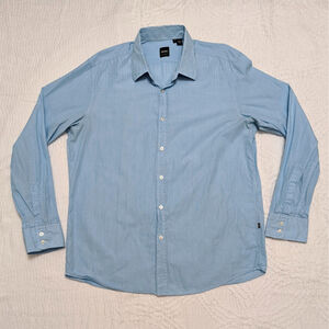 BOSS by Hugo Boss Size XL Casual Long Sleeve Pink Blue Plaid Shirt